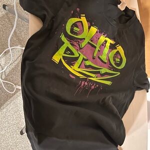 Black Kids Shirt with Green and Purple Graphic